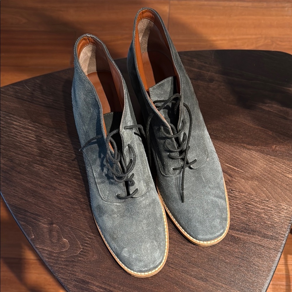 Rachel Comey Grayish-Blue Suede Ankle Boots with Laces